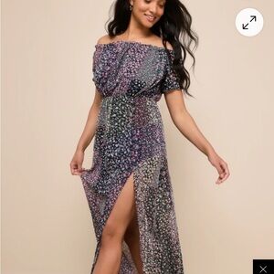 Lulu's Off-Shoulder Multicolor Maxi Dress
